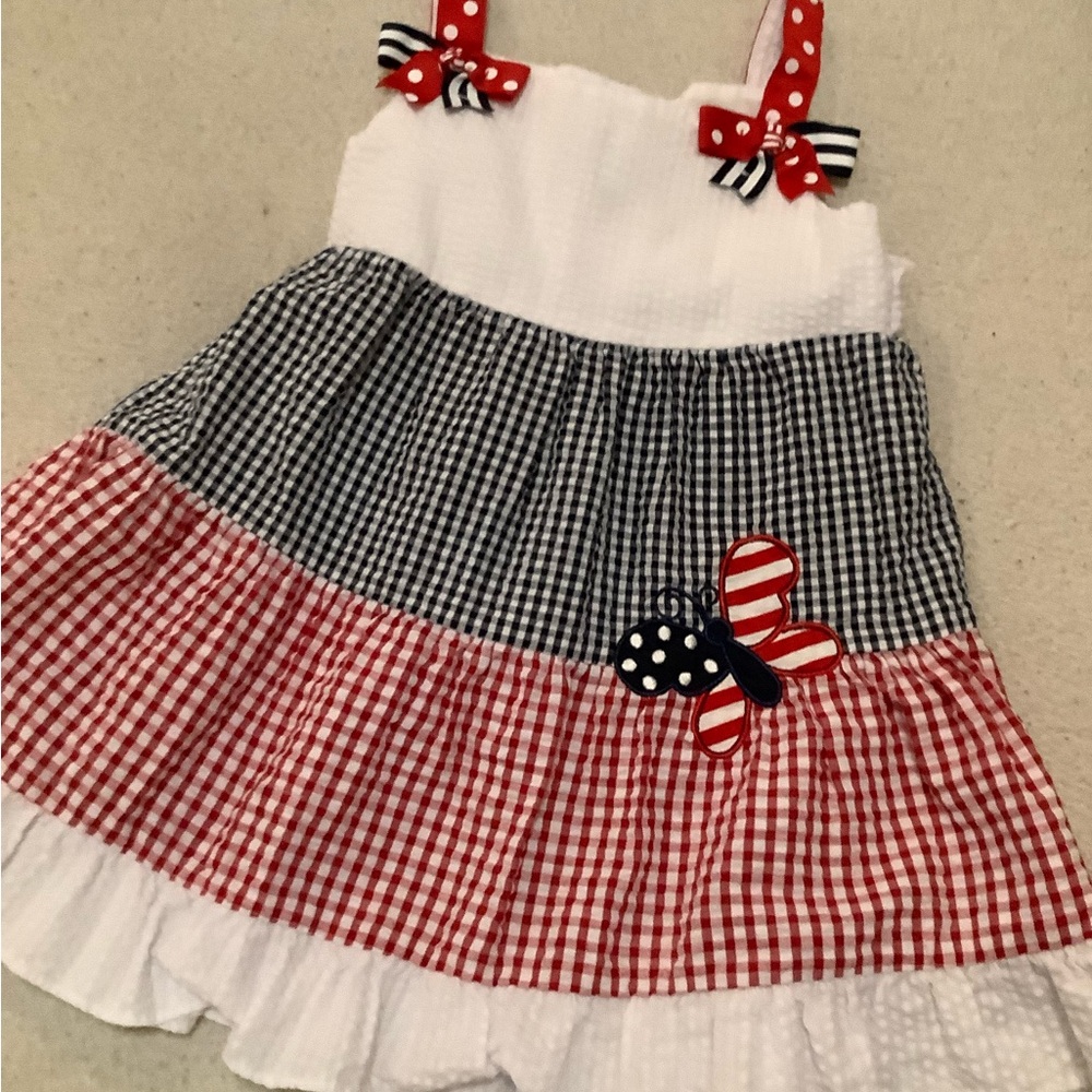 Emily Rose White Dress with Red‎ Polka Dot Bow